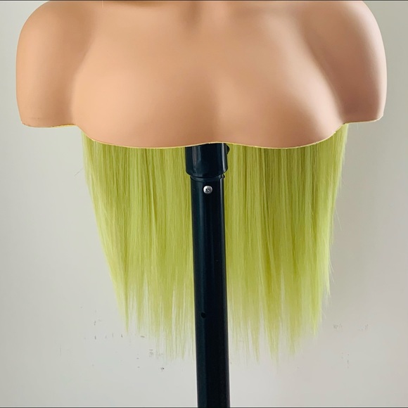 Very Pretty Long Straight Limelight Color Synthetic Lace Front Wig - Picture 7 of 9